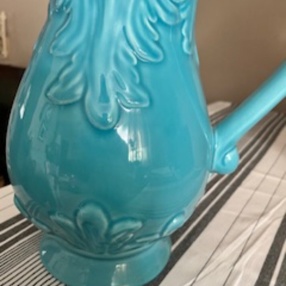 Decorative & Functional Pitcher – 12” Tall, Turquoise Color - Picture 3 of 4